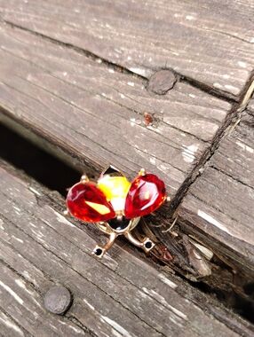 Gold-Tone Bee Brooch with Red and Yellow Crystals